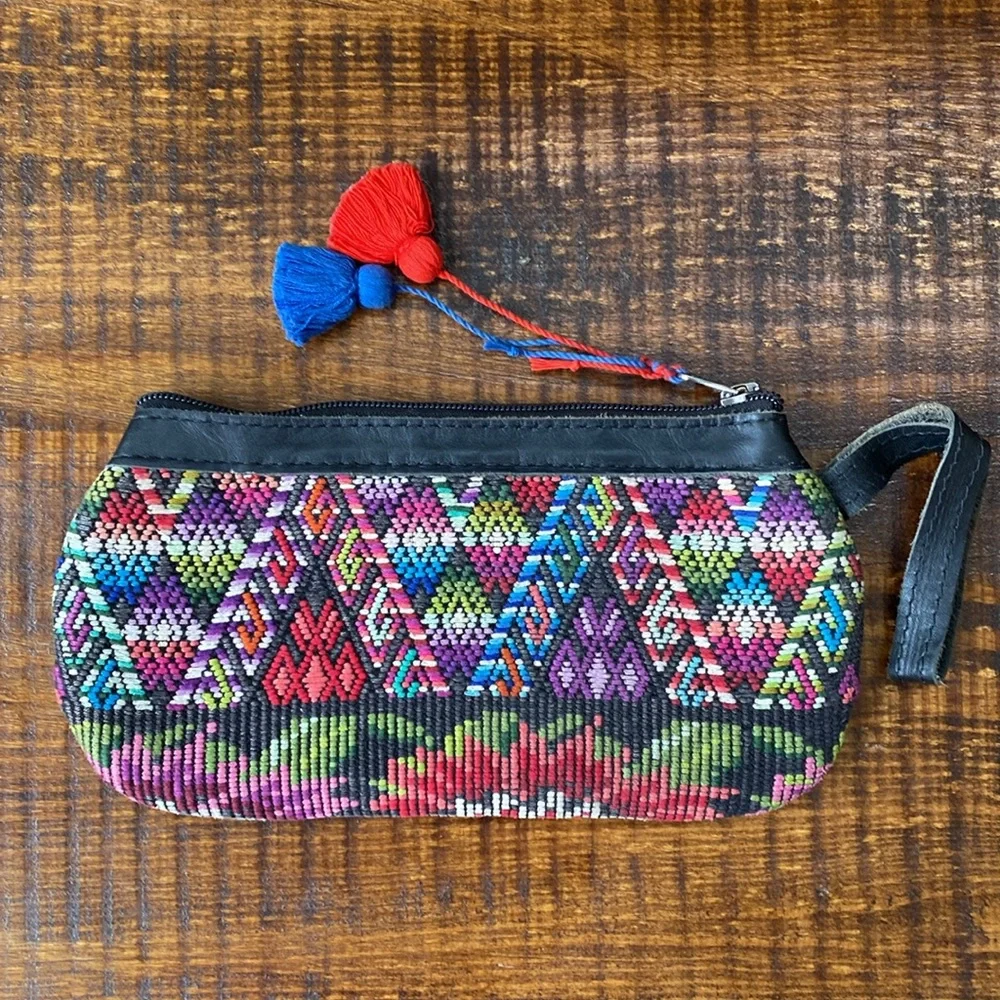 Nena & Co Pilgrim Handmade Leti Huipil Embroidered Upcycled Wristlet Clutch
